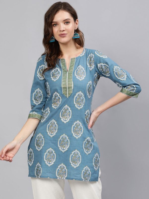 INLI Blush 2.0 Sky Blue Cotton Printed Designer Work Kurti in . Wedding, Party, Festive, Events, Special Price ₹1269. Delivery 4-6 Working Days. Shop now. | Kurti, Bollywood Kurti, Creative Kurtis, Designer Kurti, Party Wear Kurti, Selfie Kurti