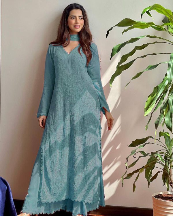 BE 170 Sky Blue Color Georgette Thread Embroidery Salwar Suit Wedding, Party, Festive events, etc.  Expected Delivery  4-6 Working Days @1999/- | Salwar suit, Casual Suits, Creative suits, Designer Suits, Palazzo Suits, Party Wear Suits, Patiala Suits, Straight Suits