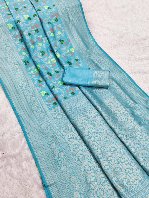 MB 96 Sky Blue Color Khaddi Pashmina with Zari Work & Lace Work Saree . Now at just ₹1999. Delivery 4-6 Working Days. Shop now. | Sarees, Bollywood Sarees, Creative Sarees, Designer Sarees, Embroidered Sarees, Ethnic Saree, Modern Digital sarees, Party Wear Sarees