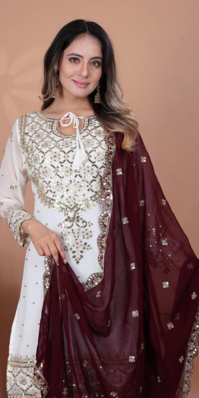 ZSR 3119 White Heavy Faux Georgette With 5mm Embroidery Sequence Work With Full Sleeve Salwar Suit Wedding, Party, Festive, Events Festive Deal ₹ | Jump Suits, Tops & Bottoms, Track Suits, Salwar suit, Casual Suits, Creative suits, Designer Suits, Palazzo Suits, Party Wear Suits, Patiala Suits, Straight Suits, Trendy Wear