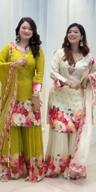 SRK 5301 White Heavy Faux Georgette With 5mm Embroidery Sequence Work With Digital print Full Sleeve Salwar Suit Wedding, Party, 4-6 Working Days At 1999 | Jump Suits, Salwar suit, Casual Suits, Creative suits, Designer Suits, Palazzo Suits, Party Wear Suits, Patiala Suits, Straight Suits