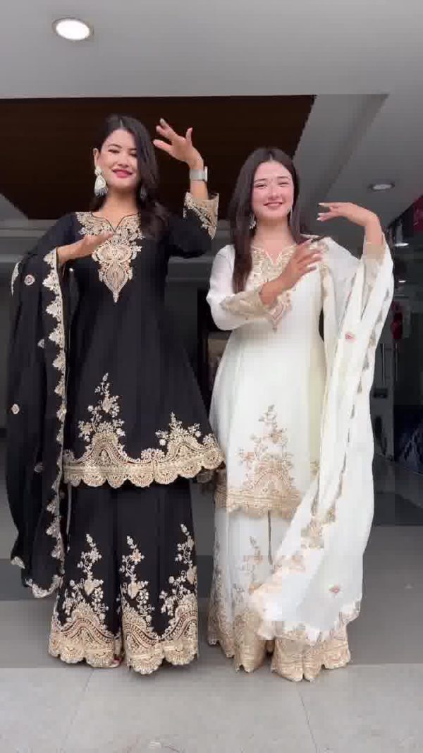 DC 109 White Havy fox Georgette with Embroidery Work & Lace Work Salwar Suit . Exclusive Offer ₹2149. Delivery 4-6 Working Days. Shop now. | Jump Suits, Tops & Bottoms, Track Suits, Salwar suit, Casual Suits, Creative suits, Designer Suits, Palazzo Suits, Party Wear Suits, Patiala Suits, Straight Suits, Trendy Wear