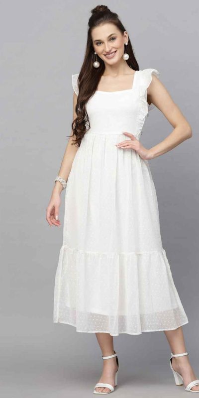 INLI Trendy White in Georgette Butti Designer Gown . Wedding, Party, Festive Affordable Price ₹1399. Delivery 4-6 Working Days. Shop now. | Gowns, Bollywood Gowns, Creative Gowns, Designer Gowns, Embroidered Gowns, Party Wear Gowns