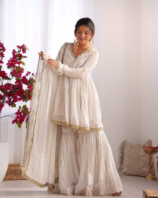 SRK 5300 White Mal Chanderi With Lace Work & Mirror Work Salwar Suit . Get it for ₹2099. Delivery 4-6 Working Days. Shop now. | Jump Suits, Tops & Bottoms, Track Suits, Salwar suit, Casual Suits, Creative suits, Designer Suits, Palazzo Suits, Party Wear Suits, Patiala Suits, Straight Suits, Trendy Wear