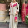 White Roman Silk Bead Work Salwar Suit