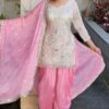 White Vichitra Silk With Embroidery Salwar Suit