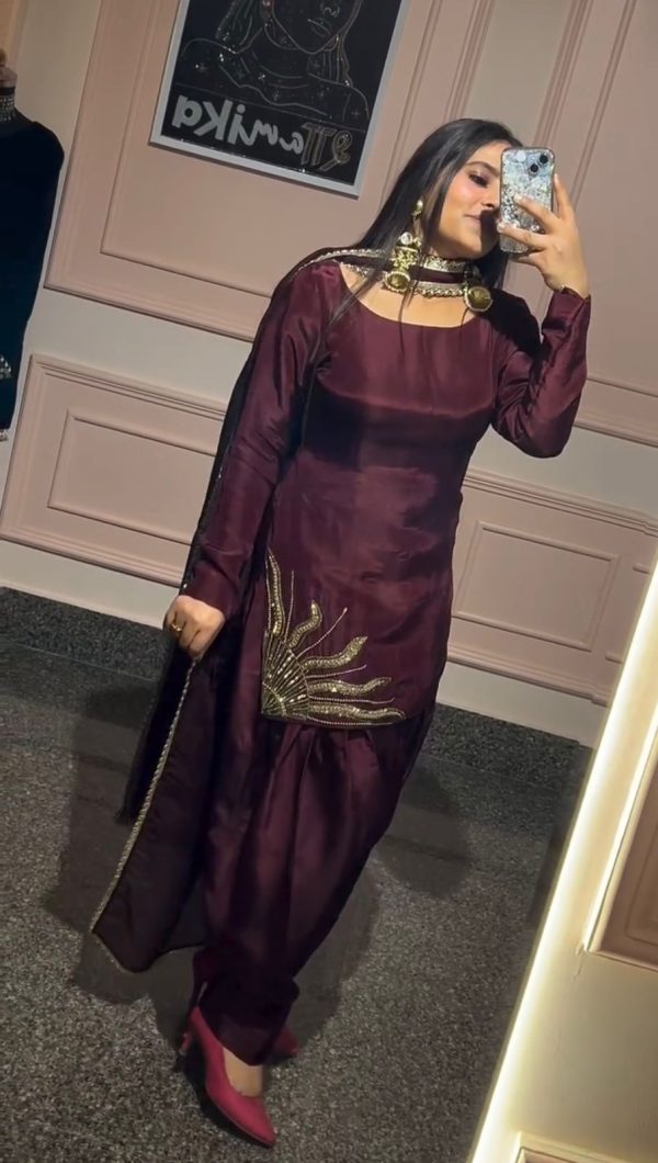 ZSR 3120 Wine Natural Crep Silk Lace Border & Lace Work Salwar Suit in With Hand Work With Full Sleeve. Festive Deal ₹1799. Delivery 4-6 Working Days. | Jump Suits, Tops & Bottoms, Track Suits, Salwar suit, Casual Suits, Creative suits, Designer Suits, Palazzo Suits, Party Wear Suits, Patiala Suits, Straight Suits, Trendy Wear