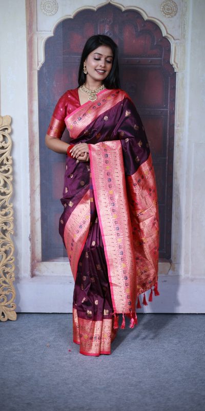 MB 18 Wine Paithani Ajanta Lotus Saree Perfect for Wedding, Party, Lohri, Durga Puja, Eid – . Get it for ₹2449. Delivery 4-6 Working Days. Shop now. | Sarees, Bollywood Sarees, Creative Sarees, Designer Sarees, Embroidered Sarees, Ethnic Saree, Modern Digital sarees, Party Wear Sarees