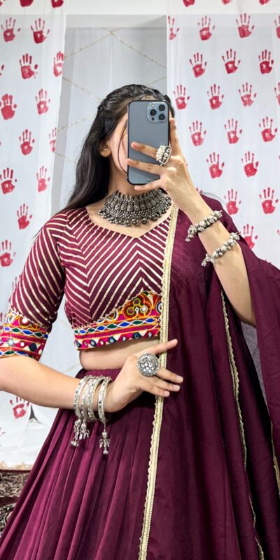 LNB 1747 Wine Pure Chanderi Lehenga Choli Perfect for Wedding, Party, Housewarming, Pongal, Sangeet –. Festive Deal ₹2499. Delivery 4-6 Working Days. | Lehenga, Bollywood Lehenga, Creative Lehenga, Designer Lehenga, Embroidered Lehenga, Party Wear Lehenga