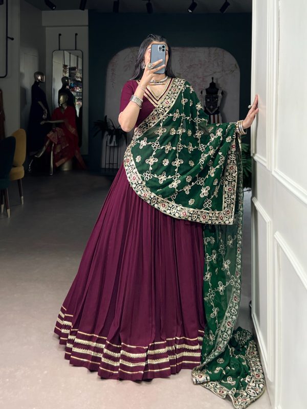 LNB 1692 Wine Pure Rayon Embroidery Work & Sequins Work Lehenga Choli in . Now at just ₹3199. Delivery 4-6 Working Days. Shop now. | Lehenga, Bollywood Lehenga, Creative Lehenga, Designer Lehenga, Embroidered Lehenga, Party Wear Lehenga