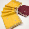 BT 1267 Yellow in Crunchy Chiffon Embroidery Work Saree . Wedding, Party, Festive, Events, Exclusive Offer ₹1749. Delivery 4-6 Working Days. Shop now. | Sarees, Bollywood Sarees, Creative Sarees, Designer Sarees, Embroidered Sarees, Ethnic Saree, Modern Digital sarees, Party Wear Sarees