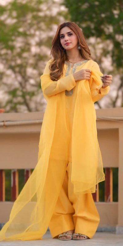 SRK 5252 Yellow Faux Georgette Embroidery Work & Bead Work Salwar Suit . Wedding, Party, Festive, Events, Now at just ₹1499 | Jump Suits, Salwar suit, Casual Suits, Creative suits, Designer Suits, Palazzo Suits, Party Wear Suits, Patiala Suits, Straight Suits