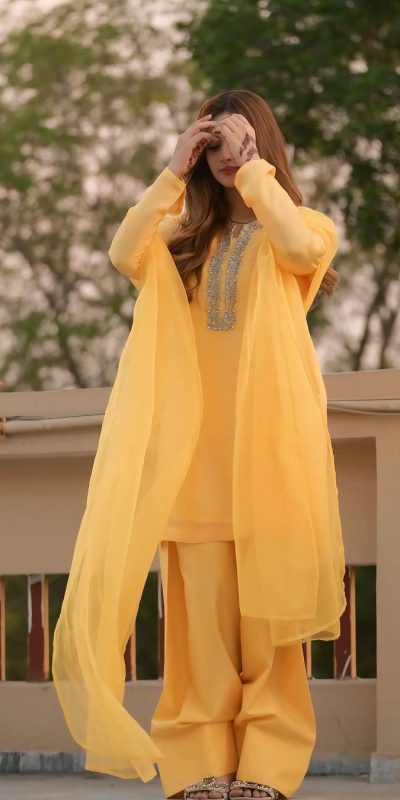 SRK 5252 Yellow Faux Georgette Embroidery Work & Bead Work Salwar Suit . Wedding, Party, Festive, Events, Now at just ₹1499 | Jump Suits, Salwar suit, Casual Suits, Creative suits, Designer Suits, Palazzo Suits, Party Wear Suits, Patiala Suits, Straight Suits
