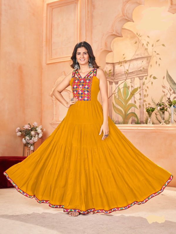 INLI Ghumati Yellow Heavy Rayon with Lace Work & Gamthi Work Gown . Get it for ₹1749. Delivery 4-6 Working Days. Shop now. | Gowns, Bollywood Gowns, Creative Gowns, Designer Gowns, Embroidered Gowns, Party Wear Gowns