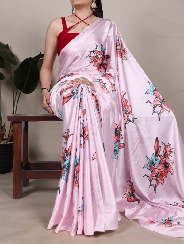 YNF 7004 Baby Pink Color Satin Silk Floral Printed Designer Work Saree . Grab it for ₹1549. Delivery 4-6 Working Days. Shop now. | Sarees, Bollywood Sarees, Creative Sarees, Designer Sarees, Embroidered Sarees, Ethnic Saree, Modern Digital sarees, Party Wear Sarees