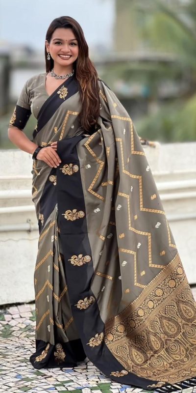 MS 543 Black Color Banarasi Silk Saree with Zari Work. Wedding, Party, Festive, Events, Available at ₹1649 only. Delivery 4-6 Working Days. Shop now. | Sarees, Bollywood Sarees, Creative Sarees, Designer Sarees, Embroidered Sarees, Ethnic Saree, Modern Digital sarees, Party Wear Sarees