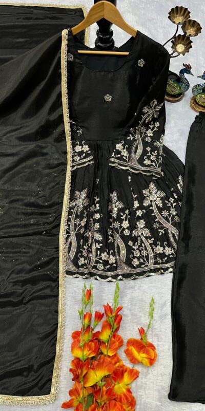 VLM 300 Black Chinon Silk with Lace Work & Embroidery Work Salwar Suit . Affordable Price ₹1899. Delivery 4-6 Working Days. Shop now. | Jump Suits, Salwar suit, Casual Suits, Creative suits, Designer Suits, Palazzo Suits, Party Wear Suits, Patiala Suits, Straight Suits