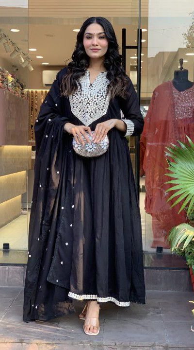 MF 818 Black Color Cotton Silk Salwar Suit with Mirror Work. Introductory Price ₹1699. Delivery 4-6 Working Days. Shop now. | Jump Suits, Salwar suit, Casual Suits, Creative suits, Designer Suits, Palazzo Suits, Party Wear Suits, Patiala Suits, Straight Suits