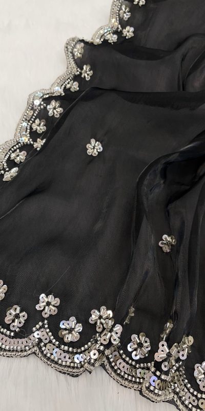 BT 400 Black in Jimmy Chou Silk Embroidery Work & Lace Work Saree . Grab it for ₹2999. Delivery 4-6 Working Days. Shop now. | Sarees, Bollywood Sarees, Creative Sarees, Designer Sarees, Embroidered Sarees, Ethnic Saree, Modern Digital sarees, Party Wear Sarees