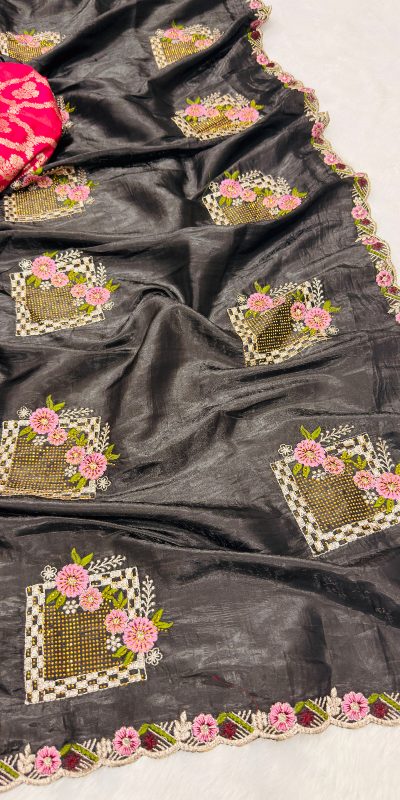 SC 239 Pink Georgette With Lace Work & Lace Border Saree . Wedding, Party, Festive, Events, Exclusive Offer ₹1599. Delivery 4-6 Working Days. Shop now. | Sarees, Bollywood Sarees, Creative Sarees, Designer Sarees, Embroidered Sarees, Ethnic Saree, Modern Digital sarees, Party Wear Sarees