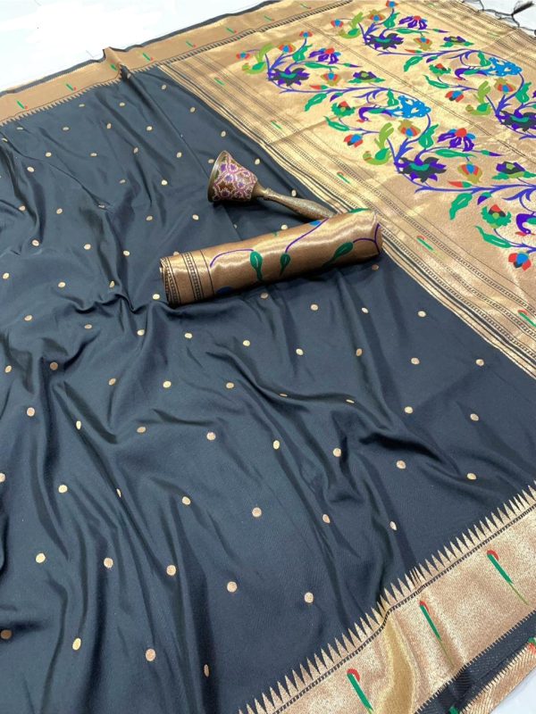 MS 530 Black Pure Banarasi Silk Saree. Perfect for Wedding, Party, Family Gatherings, Ethnic Day, Eid – Affordable Price ₹1649. Delivery 4-6 Working Days | Sarees, Bollywood Sarees, Creative Sarees, Designer Sarees, Embroidered Sarees, Ethnic Saree, Modern Digital sarees, Party Wear Sarees