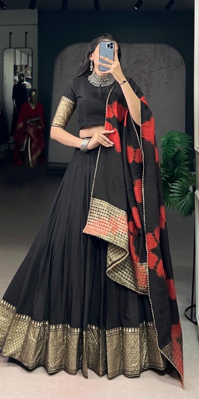 LNB 1907 Black in Pure Chanderi Zari Work & Lace Work Lehenga Choli . Best Price ₹2399. Delivery 4-6 Working Days. Shop now. | Lehenga, Bollywood Lehenga, Creative Lehenga, Designer Lehenga, Embroidered Lehenga, Party Wear Lehenga