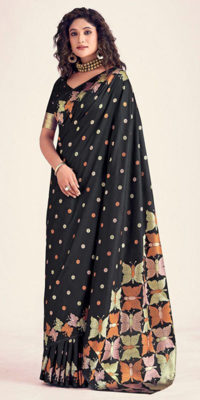 KPR 256 Black in Soft Lichi Silk Lace Border & Lace Work Saree . Special Price ₹1449. Delivery 4-6 Working Days. Shop now. | Sarees, Bollywood Sarees, Creative Sarees, Designer Sarees, Embroidered Sarees, Ethnic Saree, Modern Digital sarees, Party Wear Sarees