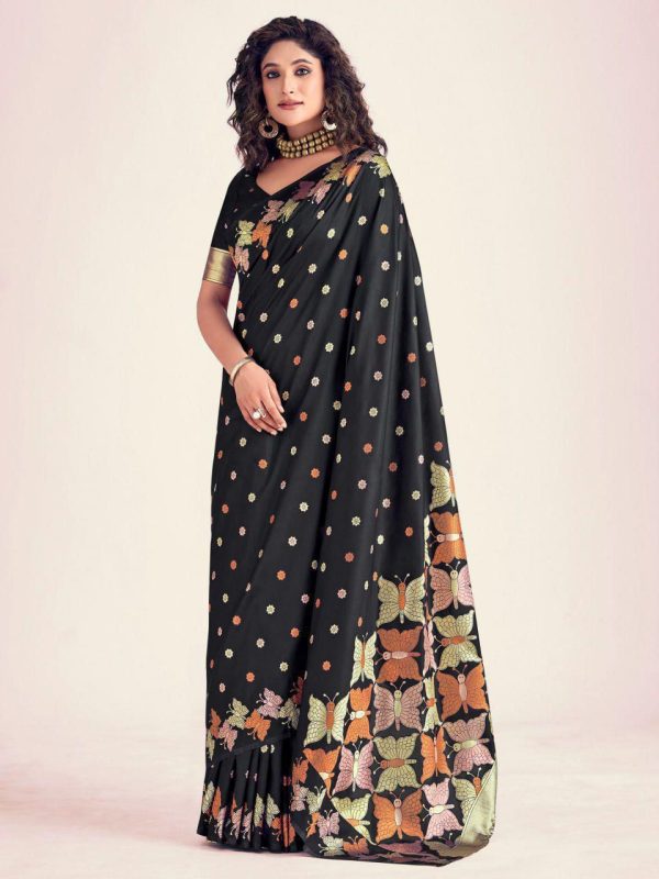 KPR 256 Black in Soft Lichi Silk Lace Border & Lace Work Saree . Special Price ₹1449. Delivery 4-6 Working Days. Shop now. | Sarees, Bollywood Sarees, Creative Sarees, Designer Sarees, Embroidered Sarees, Ethnic Saree, Modern Digital sarees, Party Wear Sarees