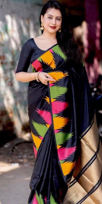 KP 6042 Black Color Soft Lichi Silk Saree with Lace Border & Lace Work. Get it for ₹1399. Delivery 4-6 Working Days. Shop now. | Sarees, Bollywood Sarees, Creative Sarees, Designer Sarees, Embroidered Sarees, Ethnic Saree, Modern Digital sarees, Party Wear Sarees