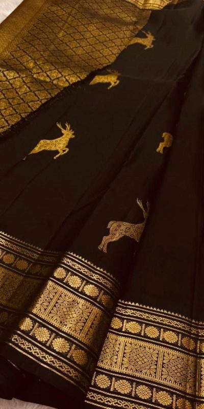 KPR 239 Black Soft Lichi Silk Saree Perfect for Wedding, Party, Haldi, Onam, Pooja – . Special Price ₹1499. Delivery 4-6 Working Days. Shop now. | Sarees, Bollywood Sarees, Creative Sarees, Designer Sarees, Embroidered Sarees, Ethnic Saree, Modern Digital sarees, Party Wear Sarees