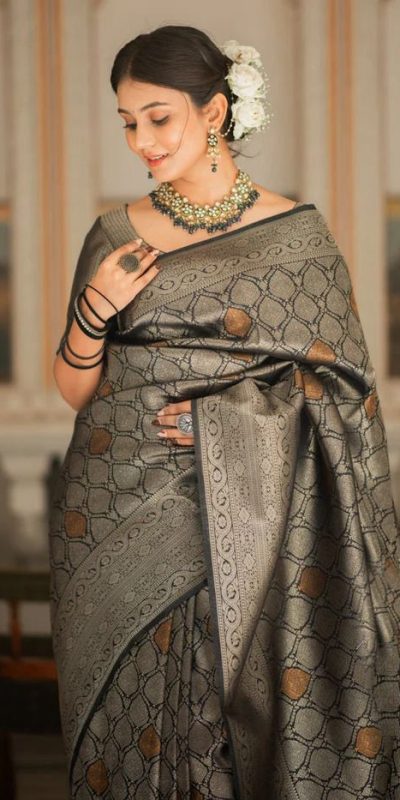 KPR 231 Black Soft Lichi Silk Saree with Designer Work. Wedding, Party, Festive, Events, Festive Deal ₹1449. Delivery 4-6 Working Days. Shop now. | Sarees, Bollywood Sarees, Creative Sarees, Designer Sarees, Embroidered Sarees, Ethnic Saree, Modern Digital sarees, Party Wear Sarees