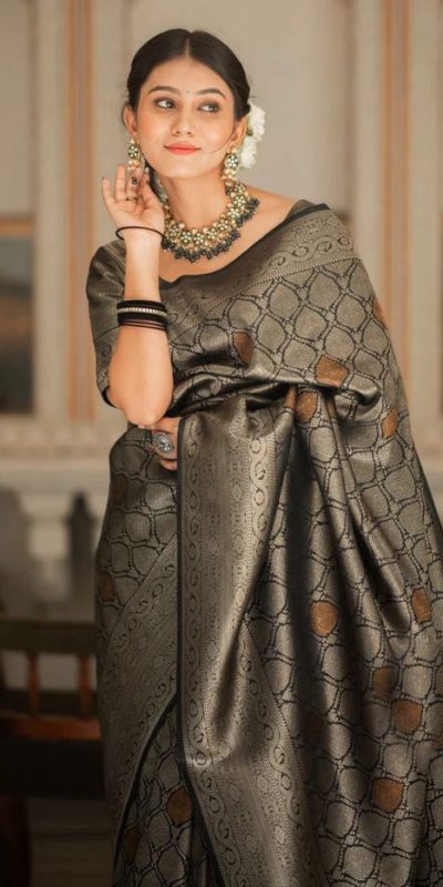KPR 231 Black Soft Lichi Silk Saree with Designer Work. Wedding, Party, Festive, Events, Festive Deal ₹1449. Delivery 4-6 Working Days. Shop now. | Sarees, Bollywood Sarees, Creative Sarees, Designer Sarees, Embroidered Sarees, Ethnic Saree, Modern Digital sarees, Party Wear Sarees