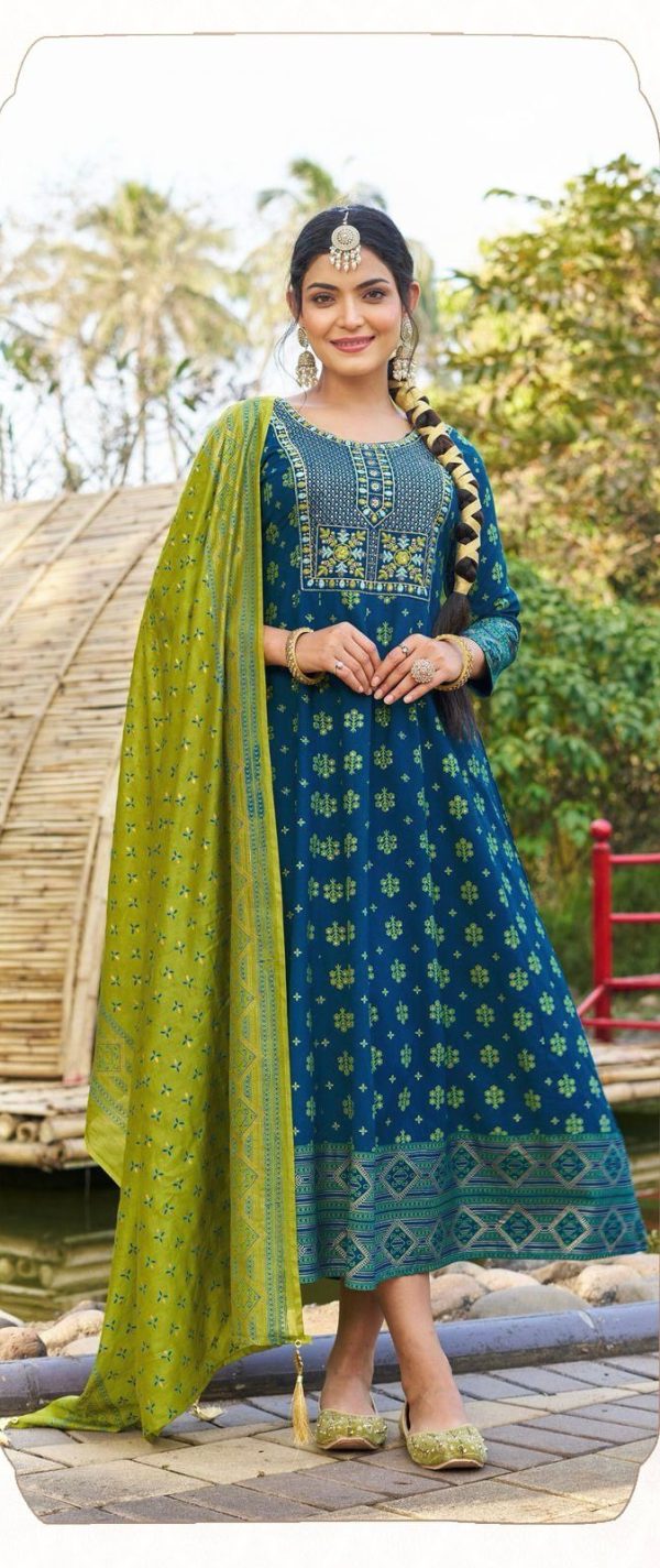 INLI Masakali 7.0 Blue Color in Color Rayon Embroidery Work Gown . Exclusive Offer ₹1849. Delivery 4-6 Working Days. Shop now. | Gowns, Bollywood Gowns, Creative Gowns, Designer Gowns, Embroidered Gowns, Party Wear Gowns