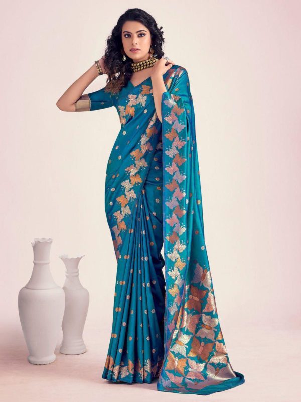 KPR 256 Blue in Soft Lichi Silk Lace Border & Lace Work Saree . Special Price ₹1449. Delivery 4-6 Working Days. Shop now. | Sarees, Bollywood Sarees, Creative Sarees, Designer Sarees, Embroidered Sarees, Ethnic Saree, Modern Digital sarees, Party Wear Sarees