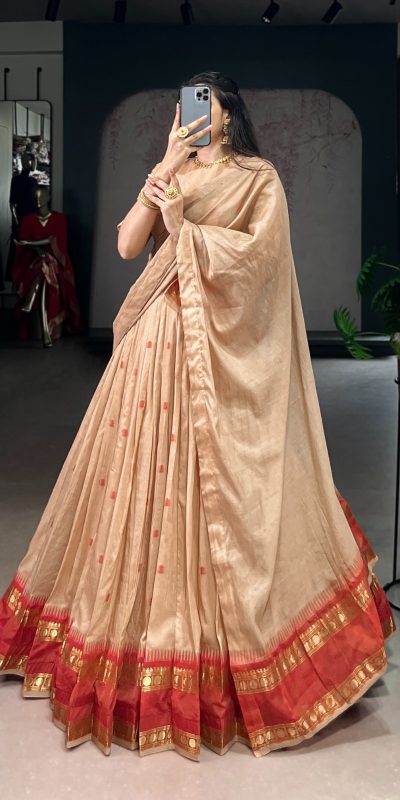 LNB 1904 Cream Color Pure Chanderi with Zari Work Lehenga Choli . Affordable Price ₹1999. Delivery 4-6 Working Days. Shop now. | Lehenga, Bollywood Lehenga, Creative Lehenga, Designer Lehenga, Embroidered Lehenga, Party Wear Lehenga