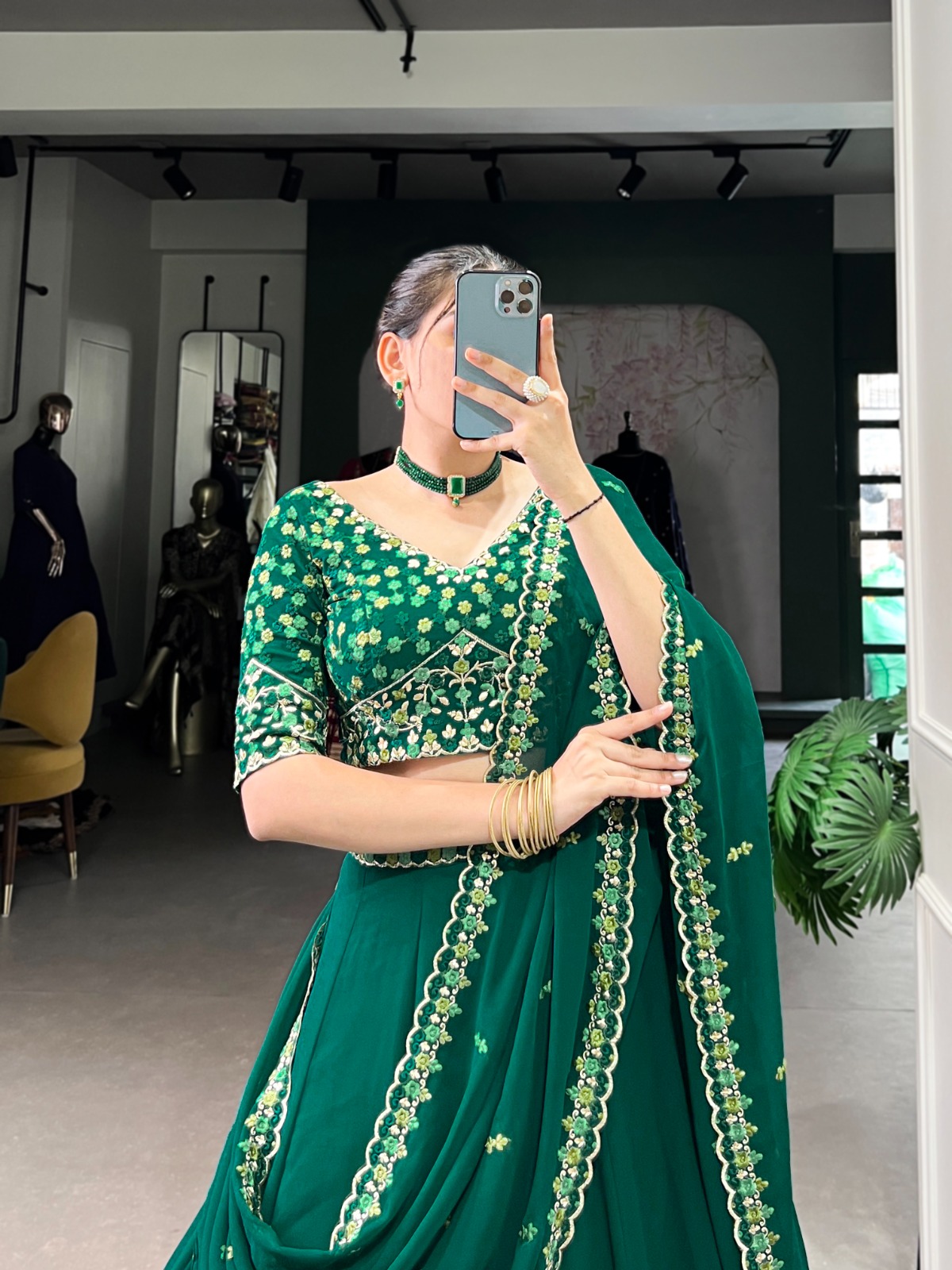 LNB 1447 Dark Green in Georgette Embroidery Work Lehenga Choli . Festive Deal ₹3299. Delivery 4-6 Working Days. Shop now. | Lehenga, Bollywood Lehenga, Creative Lehenga, Designer Lehenga, Embroidered Lehenga, Party Wear Lehenga
