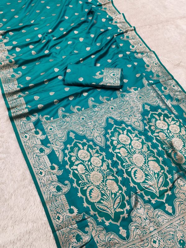 MB 43 Firozi Color Banarasi silk Saree with Lace Work & Zari Work. Wedding, Party, Festive Grab it for ₹1899. Delivery 4-6 Working Days. Shop now. | Sarees, Bollywood Sarees, Creative Sarees, Designer Sarees, Embroidered Sarees, Ethnic Saree, Modern Digital sarees, Party Wear Sarees