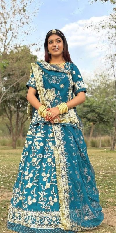 PC 517 Firozi Fox Georgette with Embroidery Work Lehenga Choli . Exclusive Offer ₹3149. Delivery 4-6 Working Days. Shop now. | Lehenga, Bollywood Lehenga, Creative Lehenga, Designer Lehenga, Embroidered Lehenga, Party Wear Lehenga