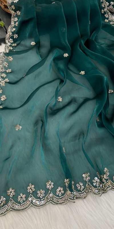 BT 400 Firozi in Jimmy Chou Silk Embroidery Work & Lace Work Saree . Grab it for ₹2999. Delivery 4-6 Working Days. Shop now. | Sarees, Bollywood Sarees, Creative Sarees, Designer Sarees, Embroidered Sarees, Ethnic Saree, Modern Digital sarees, Party Wear Sarees