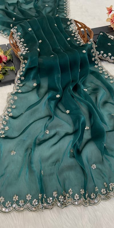 BT 400 Firozi in Jimmy Chou Silk Embroidery Work & Lace Work Saree . Grab it for ₹2999. Delivery 4-6 Working Days. Shop now. | Sarees, Bollywood Sarees, Creative Sarees, Designer Sarees, Embroidered Sarees, Ethnic Saree, Modern Digital sarees, Party Wear Sarees