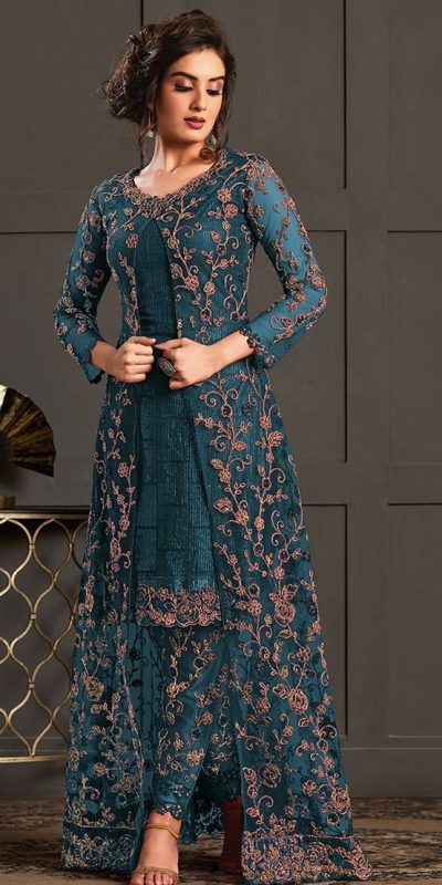 FC 4592 Firozi Net Salwar Suit with Stone Work. Wedding, Party, Festive, Events, Now at just ₹2449. Delivery 4-6 Working Days. Shop now. | Jump Suits, Salwar suit, Casual Suits, Creative suits, Designer Suits, Palazzo Suits, Party Wear Suits, Patiala Suits, Straight Suits