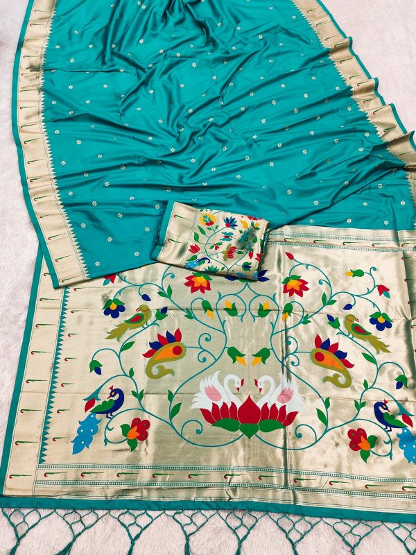 MB 149 Firozi Silk Saree with Zari Work & Lace Work. Wedding, Party, Festive, Events, Grab it for ₹2549. Delivery 4-6 Working Days. Shop now. | Sarees, Bollywood Sarees, Creative Sarees, Designer Sarees, Embroidered Sarees, Ethnic Saree, Modern Digital sarees, Party Wear Sarees