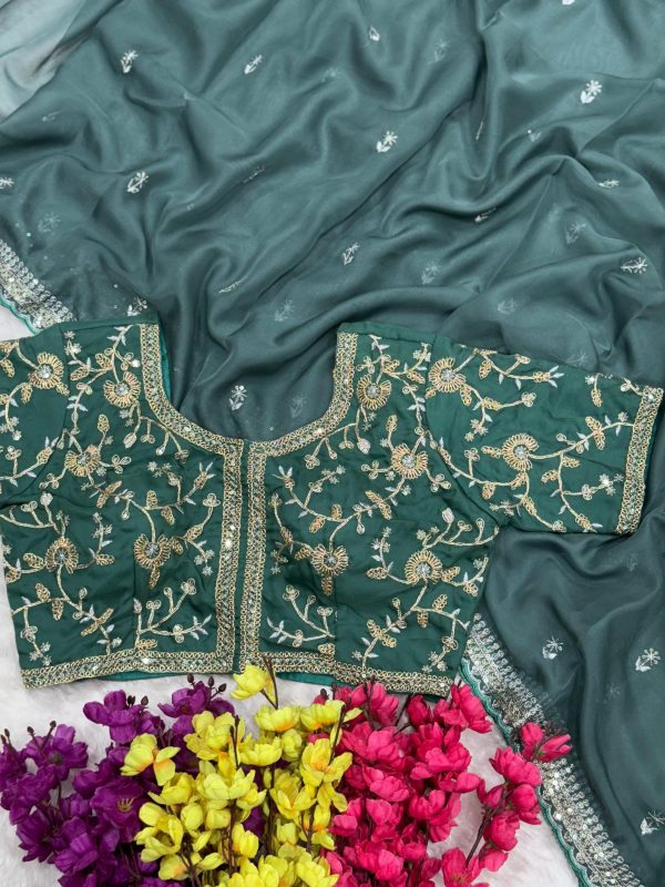 AC MAGIC CIRCLE Firozi Soft Organza Saree Perfect for Wedding, Party, Haldi, Festival Celebrations, Diwali – . Grab it for ₹2099. Delivery 4-6 Working Days | Sarees, Bollywood Sarees, Creative Sarees, Designer Sarees, Embroidered Sarees, Ethnic Saree, Modern Digital sarees, Party Wear Sarees
