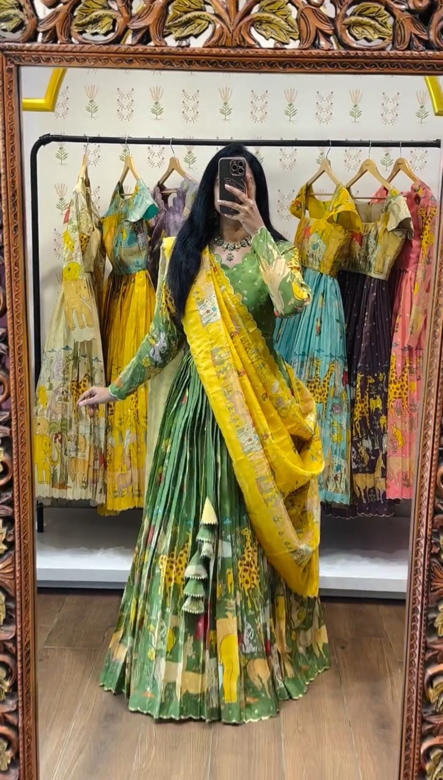 PC 539 Green Color Cotton Lehenga Choli with Kalamkari Print. Exclusive Offer ₹2049. Delivery 4-6 Working Days. Shop now. | Lehenga, Bollywood Lehenga, Creative Lehenga, Designer Lehenga, Embroidered Lehenga, Party Wear Lehenga