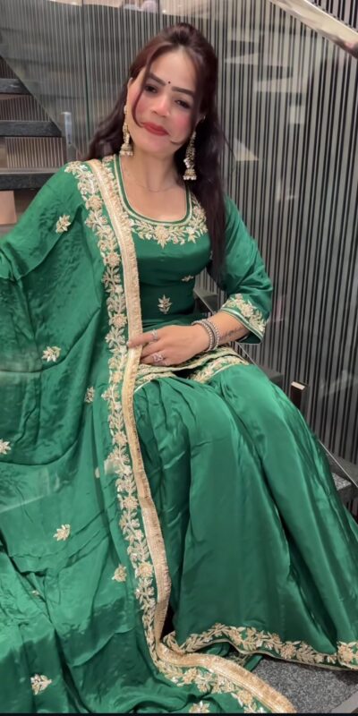 ND 5044 Green Natural Crep With Embroidery Work Salwar Suit . Affordable Price ₹2149. Delivery 4-6 Working Days. Shop now. | Jump Suits, Salwar suit, Casual Suits, Creative suits, Designer Suits, Palazzo Suits, Party Wear Suits, Patiala Suits, Straight Suits