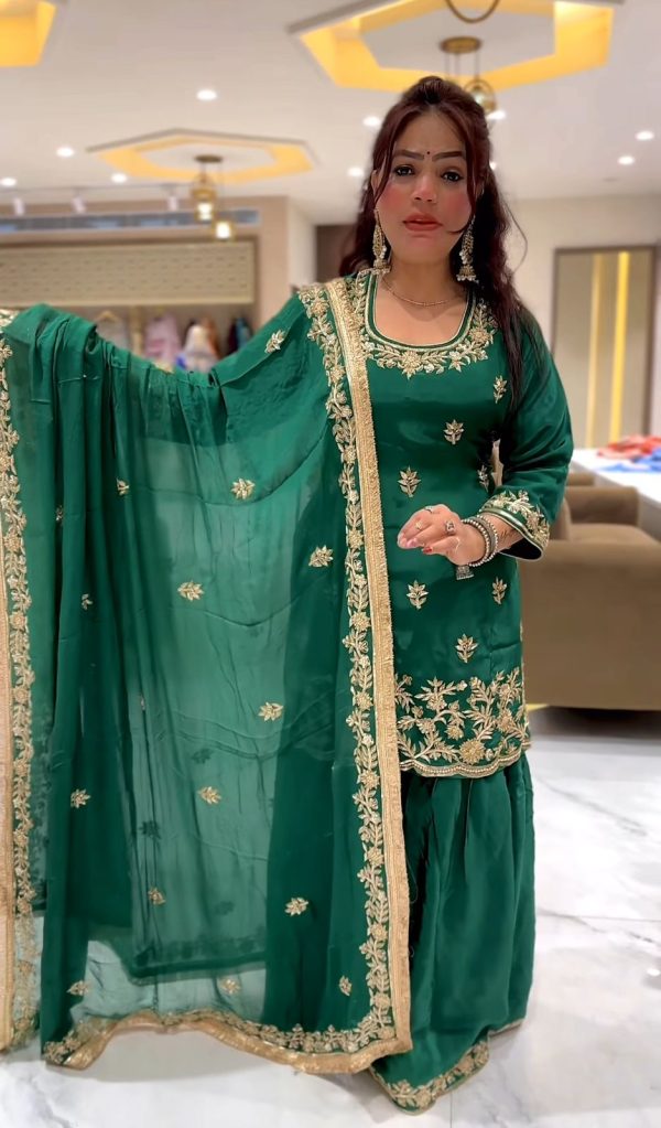 ND 5044 Green Natural Crep With Embroidery Work Salwar Suit . Affordable Price ₹2149. Delivery 4-6 Working Days. Shop now. | Jump Suits, Salwar suit, Casual Suits, Creative suits, Designer Suits, Palazzo Suits, Party Wear Suits, Patiala Suits, Straight Suits