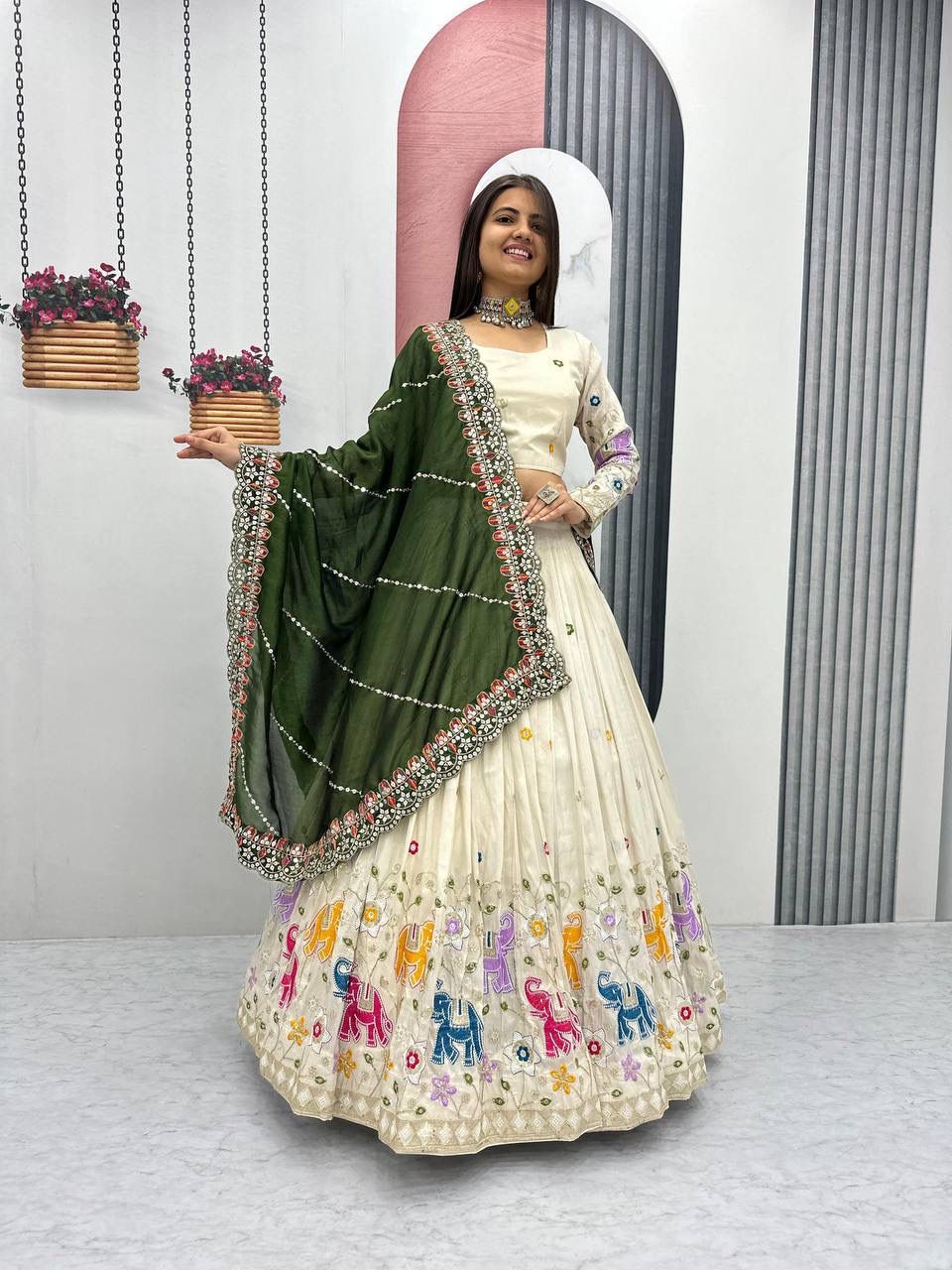 PC 503 Green in Pure Tissue Silk Cut Work & Lace Work Lehenga Choli . Now at just ₹2349. Delivery 4-6 Working Days. Shop now. | Lehenga, Bollywood Lehenga, Creative Lehenga, Designer Lehenga, Embroidered Lehenga, Party Wear Lehenga