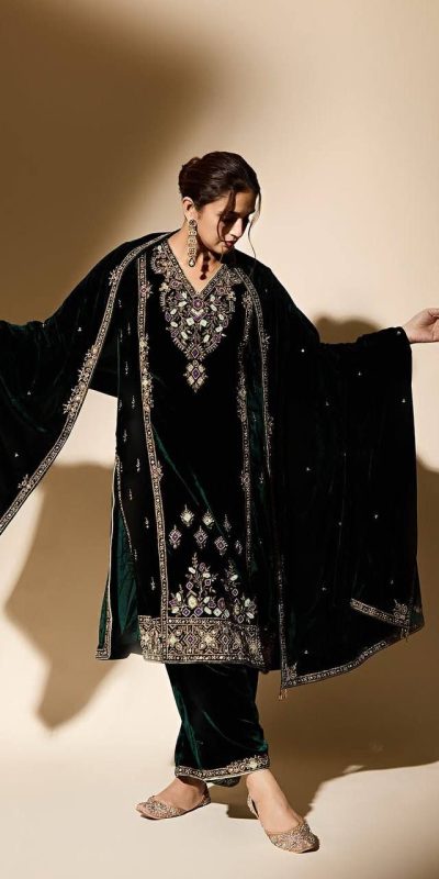 KF 1660 Green Color Viscose Velvet With Embroidery Work Salwar Suit . Best Price ₹2149. Delivery 4-6 Working Days. Shop now. | Jump Suits, Salwar suit, Casual Suits, Creative suits, Designer Suits, Palazzo Suits, Party Wear Suits, Patiala Suits, Straight Suits