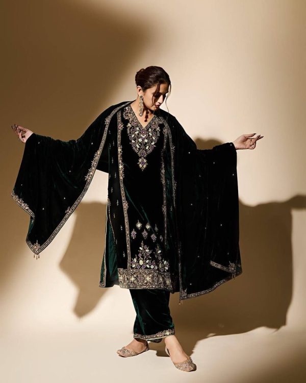 KF 1660 Green Color Viscose Velvet With Embroidery Work Salwar Suit . Best Price ₹2149. Delivery 4-6 Working Days. Shop now. | Jump Suits, Salwar suit, Casual Suits, Creative suits, Designer Suits, Palazzo Suits, Party Wear Suits, Patiala Suits, Straight Suits