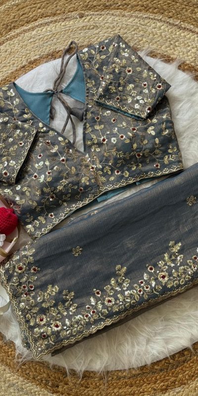 AC MISTY Grey in Fandy Chiffon Embroidery Work & Sequins Work Saree . Available at ₹1999 only. Delivery 4-6 Working Days. Shop now. | Sarees, Bollywood Sarees, Creative Sarees, Designer Sarees, Embroidered Sarees, Ethnic Saree, Modern Digital sarees, Party Wear Sarees